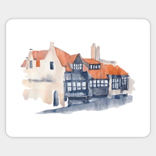 Medieval houses of Bruges, Belgium. Sticker